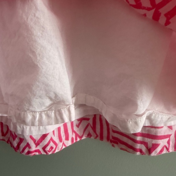 J. Crew Linen Blend Pink White Geometric Patterned Lined Skirt w/ pockets Sz 0 - Picture 5 of 11